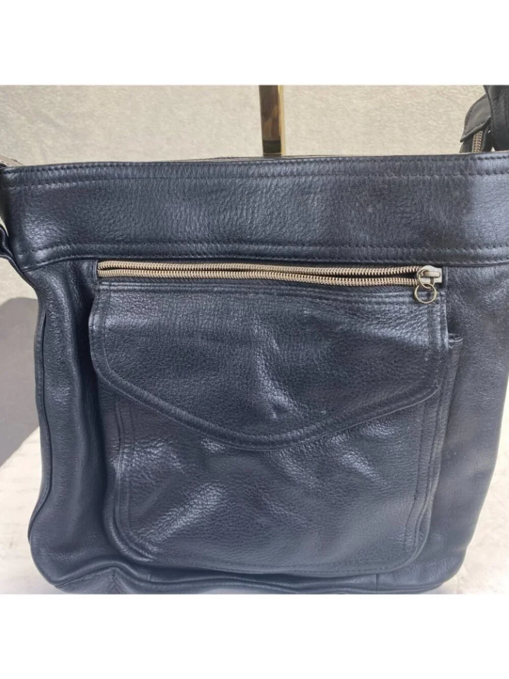 Vtg Fossil Black Genuine Leather Shoulder Bag 75082 Fossil 1954